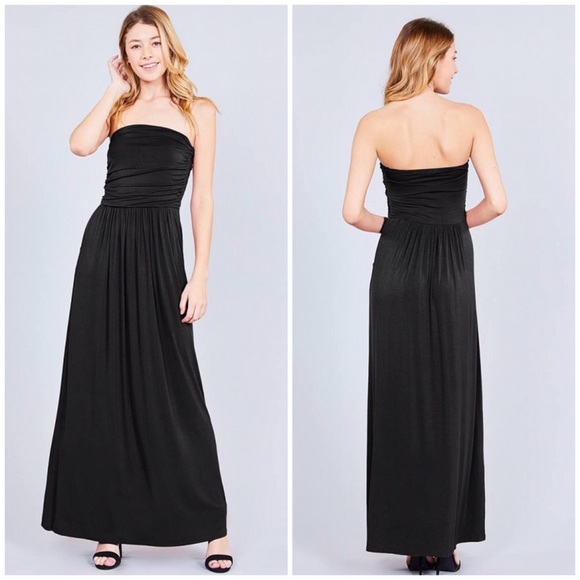 Black Maxi Dress with Pockets - Picture 2 of 3